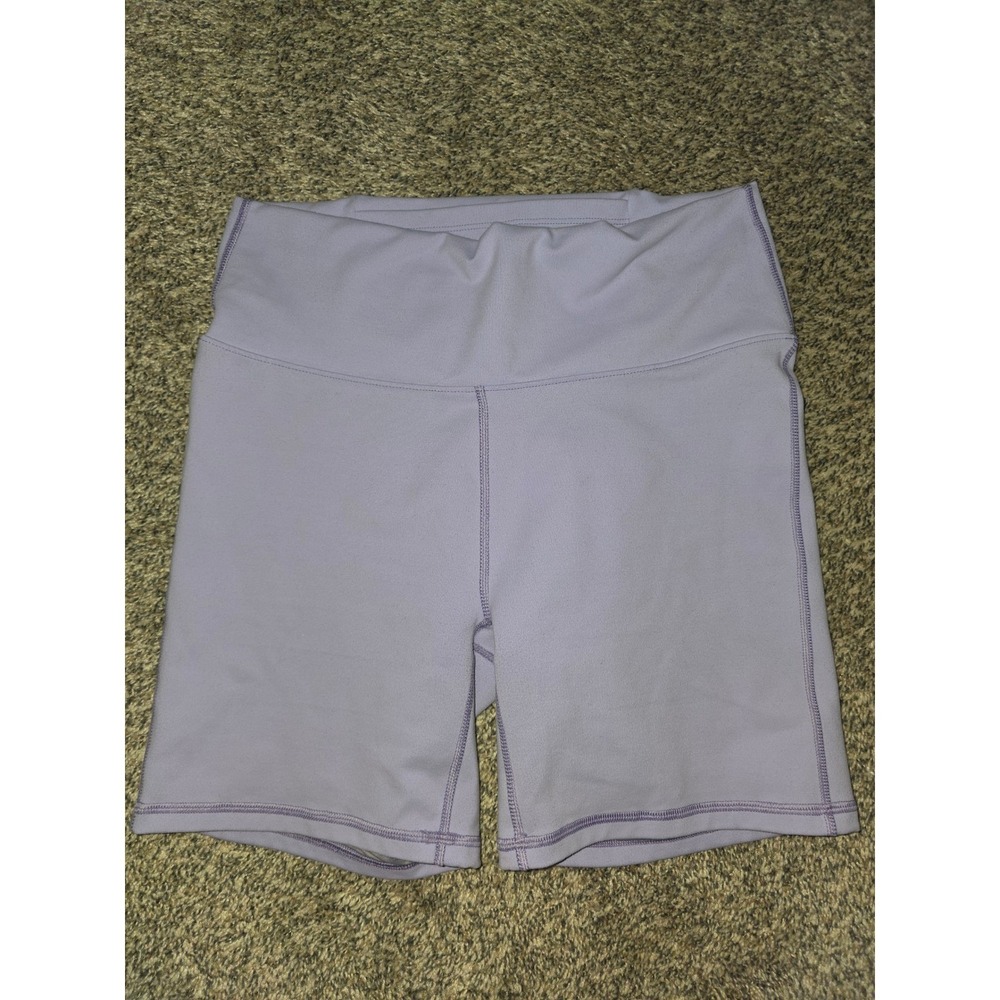 Fabletics PowerHold Lavender Purple Strappy Back Biker Shorts Women Medium